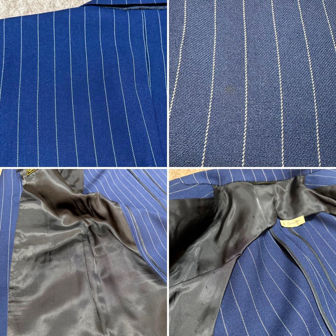 テーラード 3ピーススーツ シングル ネイビー ストライプ 40s 50s