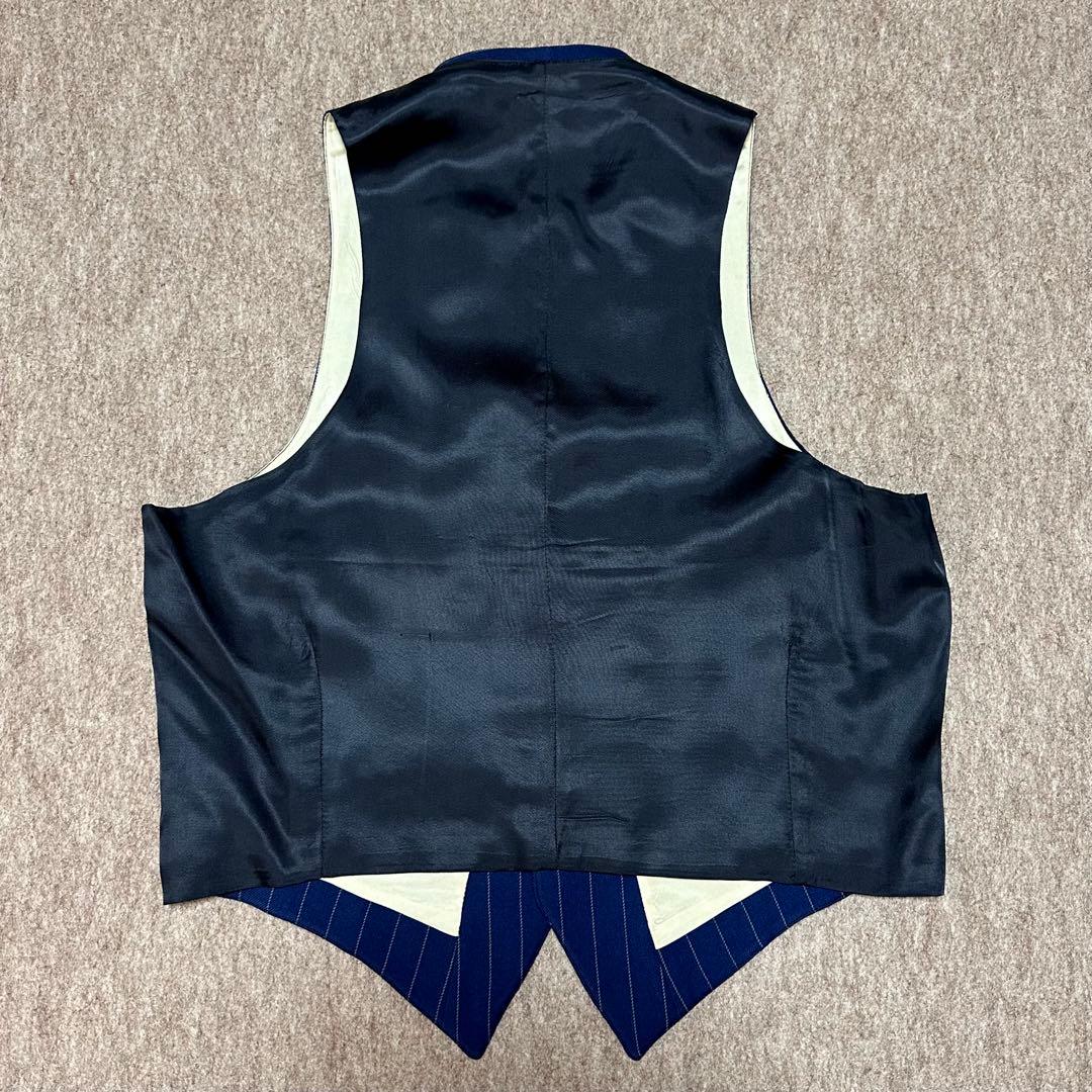 テーラード 3ピーススーツ シングル ネイビー ストライプ 40s 50s