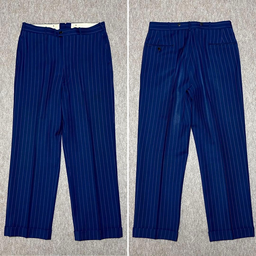 テーラード 3ピーススーツ シングル ネイビー ストライプ 40s 50s