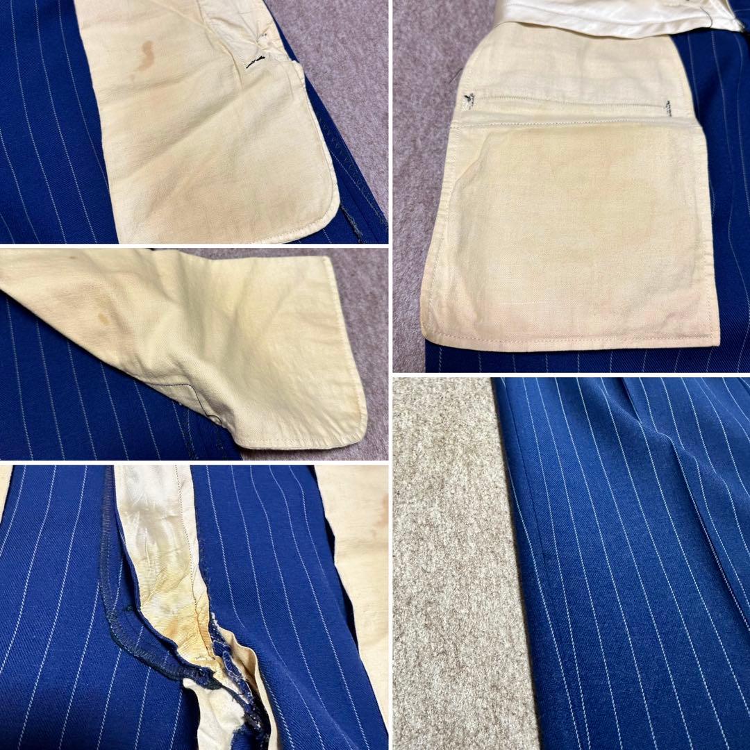 テーラード 3ピーススーツ シングル ネイビー ストライプ 40s 50s