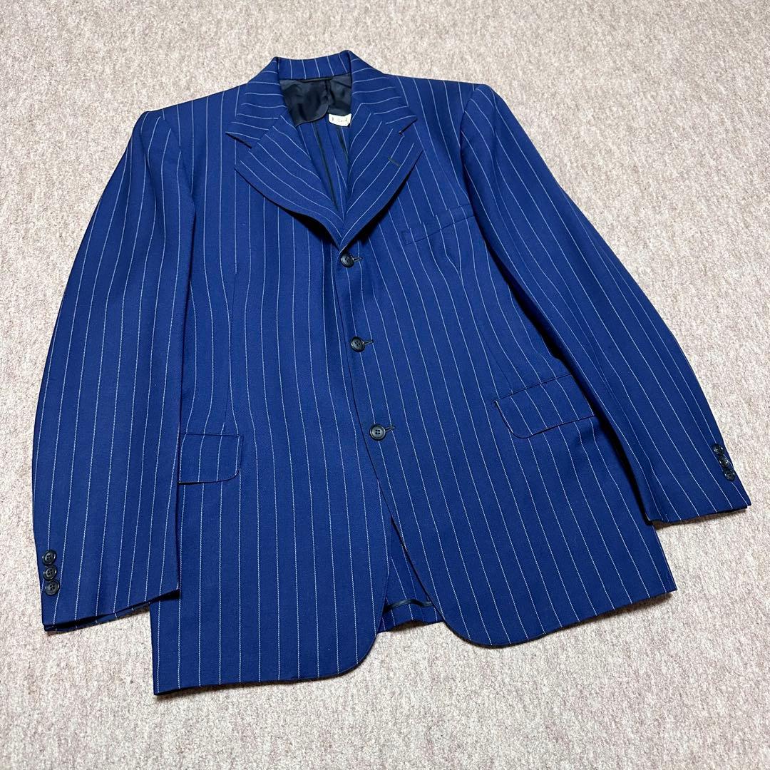 テーラード 3ピーススーツ シングル ネイビー ストライプ 40s 50s