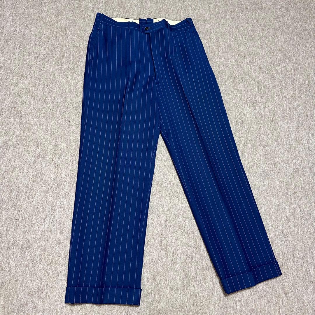 テーラード 3ピーススーツ シングル ネイビー ストライプ 40s 50s