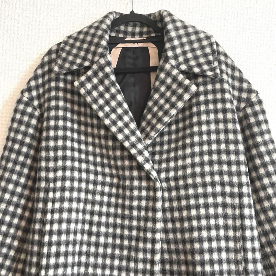 【定価¥165,000(税込)】N°21コート ロング ウール チェック 36S