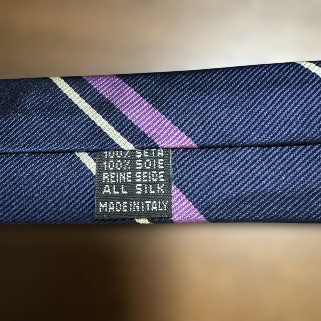 E. Marinella シルク ネクタイ ネイビー ストライプ