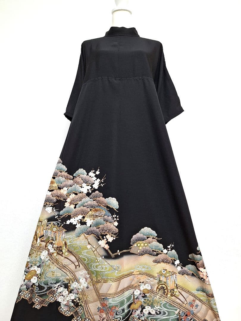 着物リメイクワンピース3671