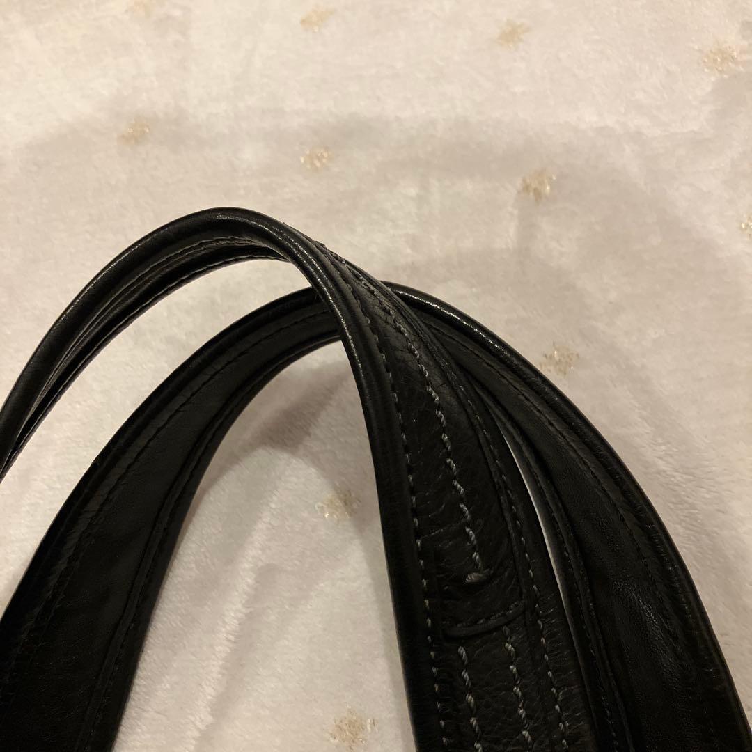 美品　COACH 黒 レザー ワンショルダーバッグ 半月　ストラップ付　保存袋