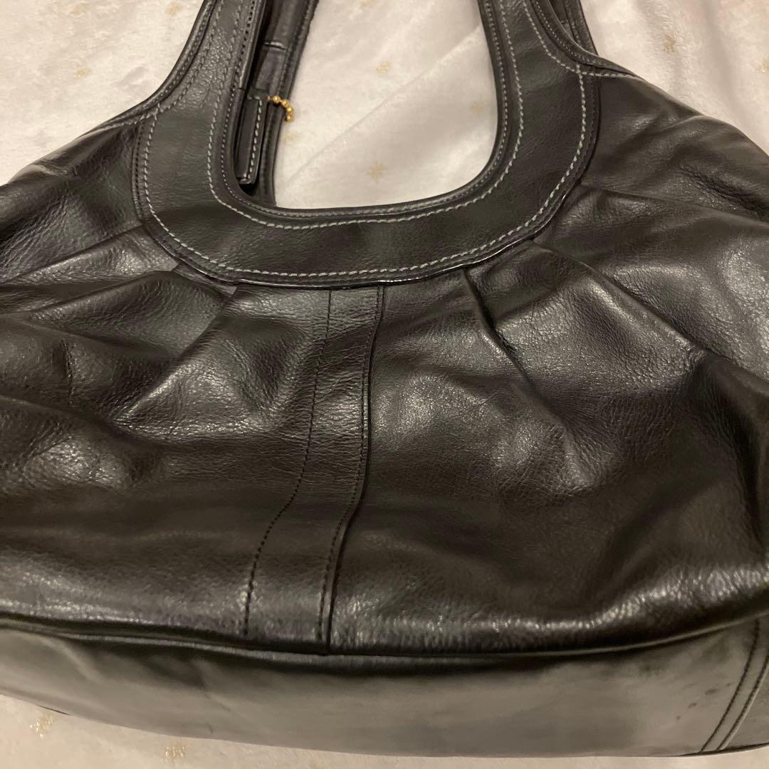 美品　COACH 黒 レザー ワンショルダーバッグ 半月　ストラップ付　保存袋