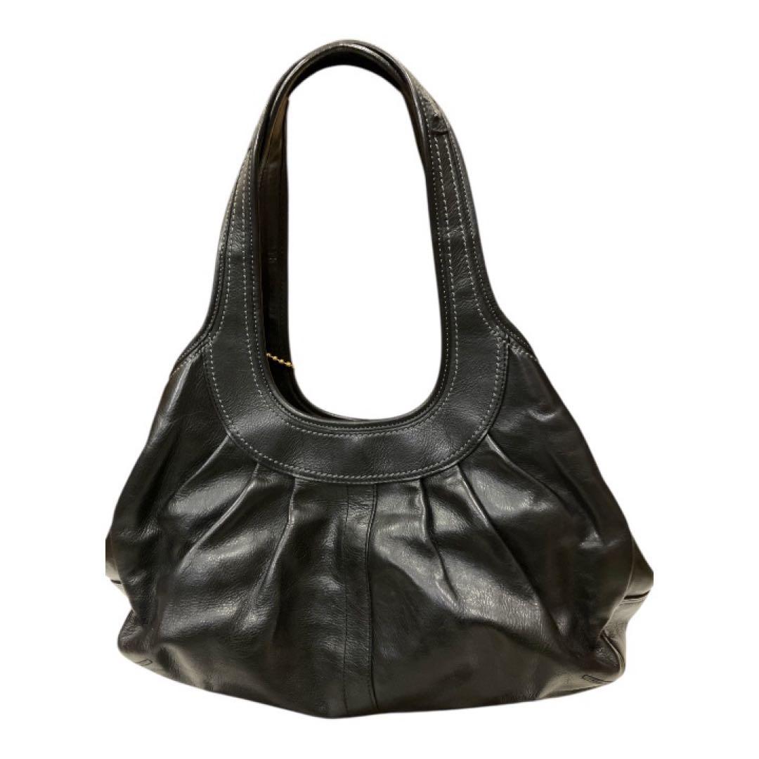 美品　COACH 黒 レザー ワンショルダーバッグ 半月　ストラップ付　保存袋