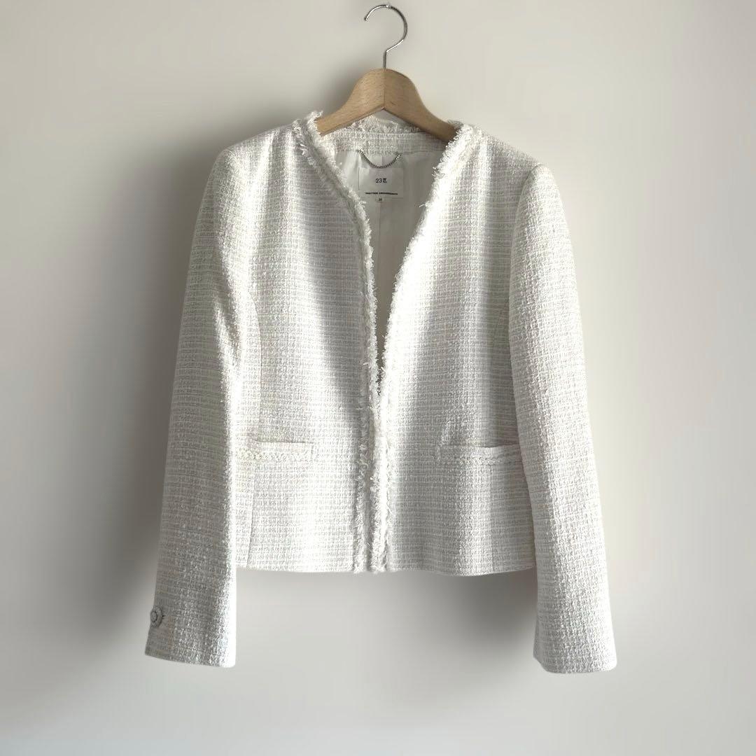 23区 ブライトシャインツィード ノーカラージャケット