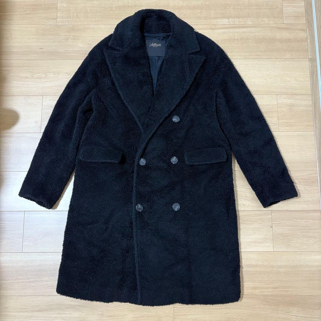 Solleciti価格37万キャメル シルク ボアダブルコート ソレシティ黒