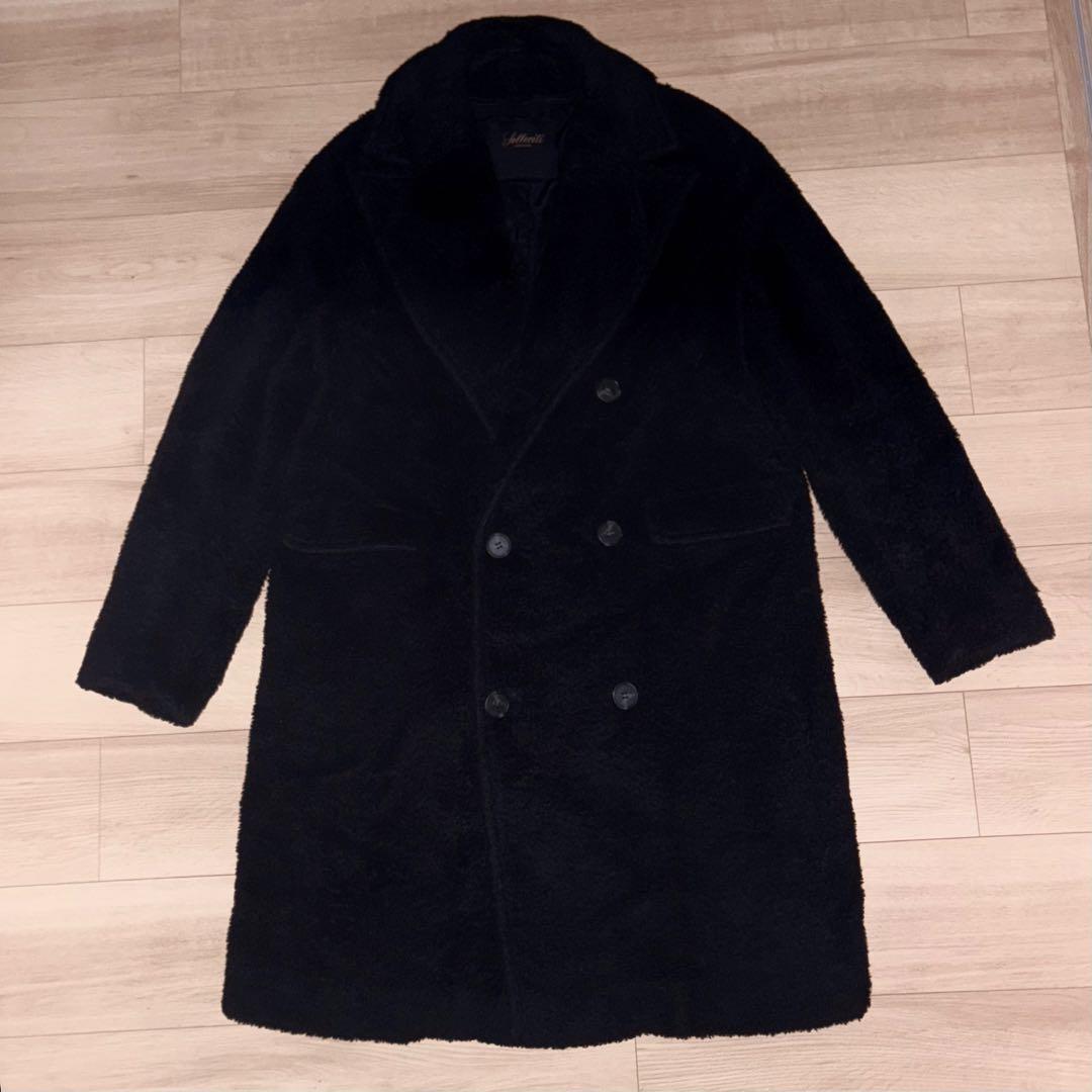 Solleciti価格37万キャメル シルク ボアダブルコート ソレシティ黒