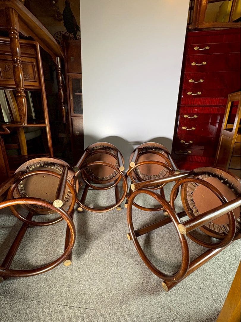 秋田木工 ベントウッド カウンターチェア 4脚セット 曲木 ダイニングチェア