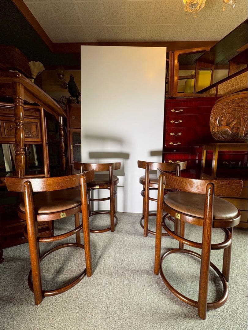 秋田木工 ベントウッド カウンターチェア 4脚セット 曲木 ダイニングチェア