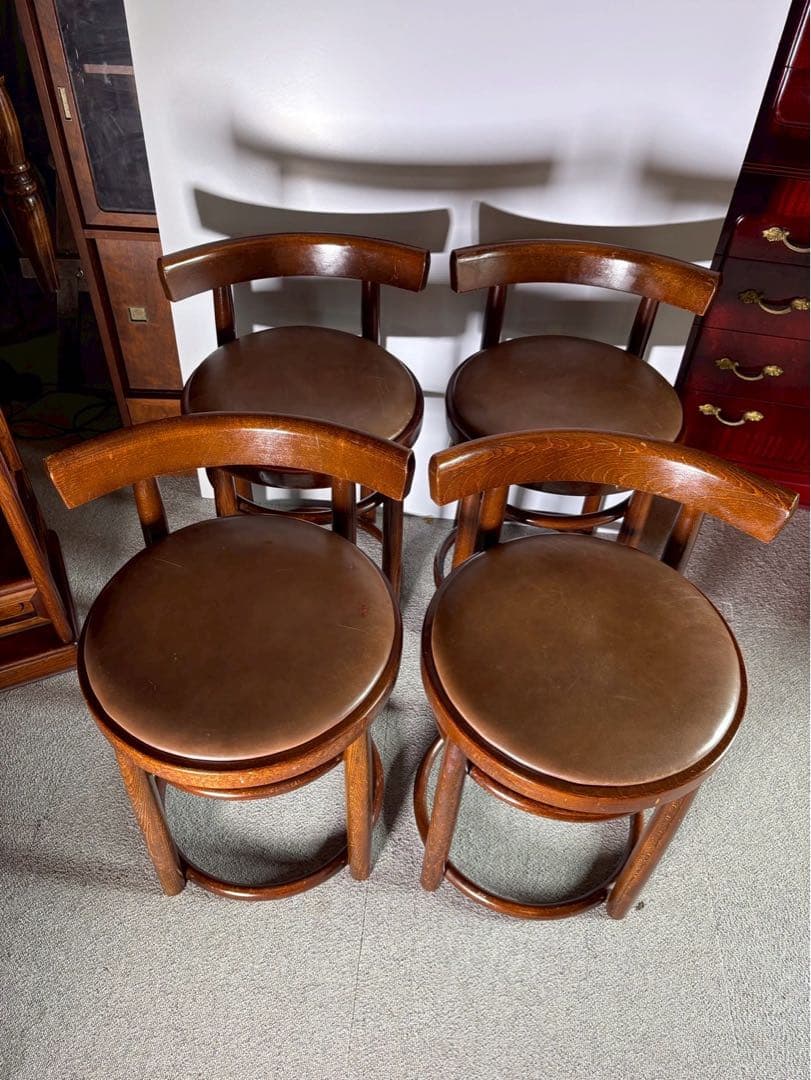 秋田木工 ベントウッド カウンターチェア 4脚セット 曲木 ダイニングチェア