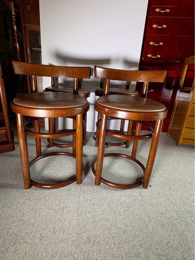 秋田木工 ベントウッド カウンターチェア 4脚セット 曲木 ダイニングチェア