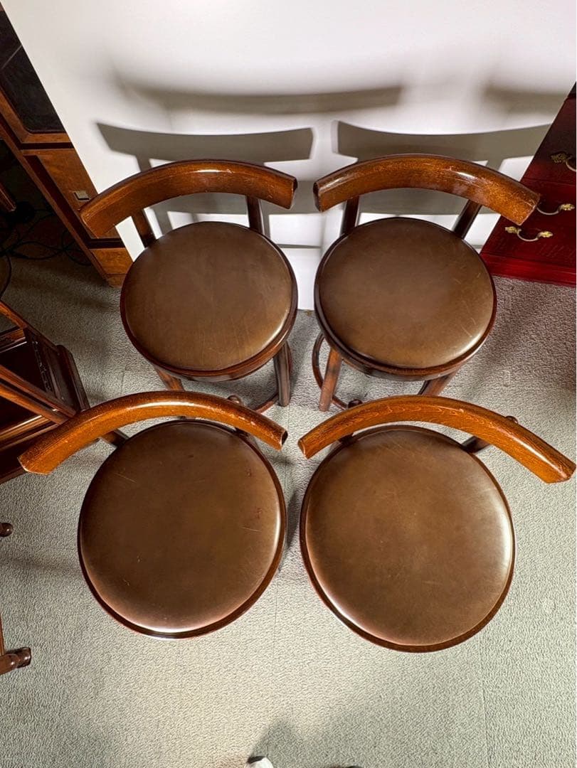 秋田木工 ベントウッド カウンターチェア 4脚セット 曲木 ダイニングチェア