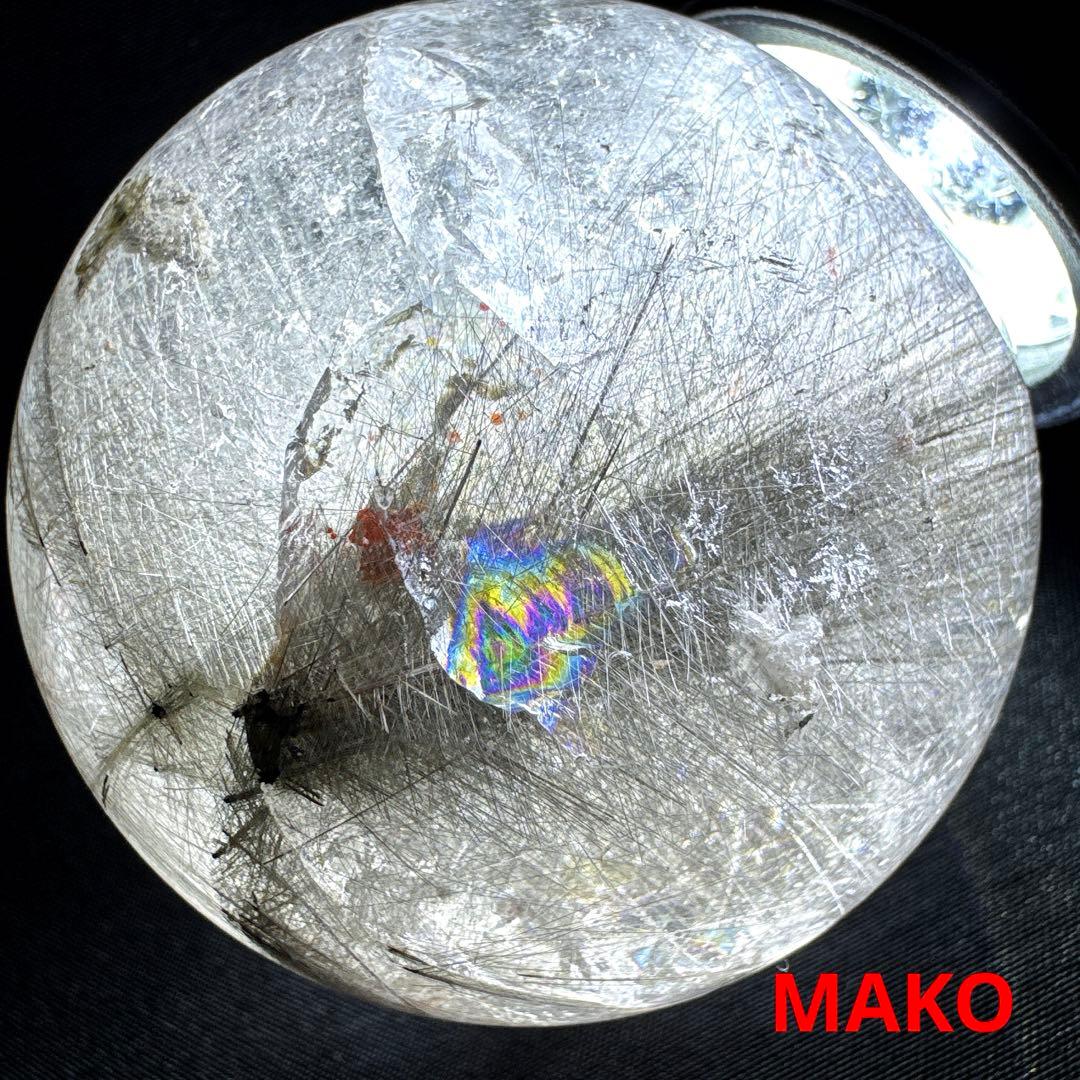 M1806☆ルチルクォーツ丸玉62mm328g☆天然石　原石☆N50807-B