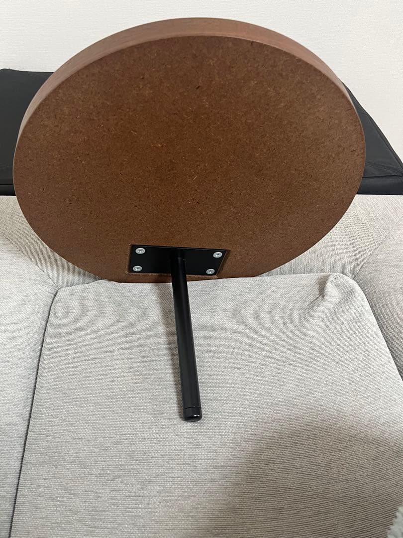 グラード用 テーブル丸 BR色 木製テーブル 黒い金属脚