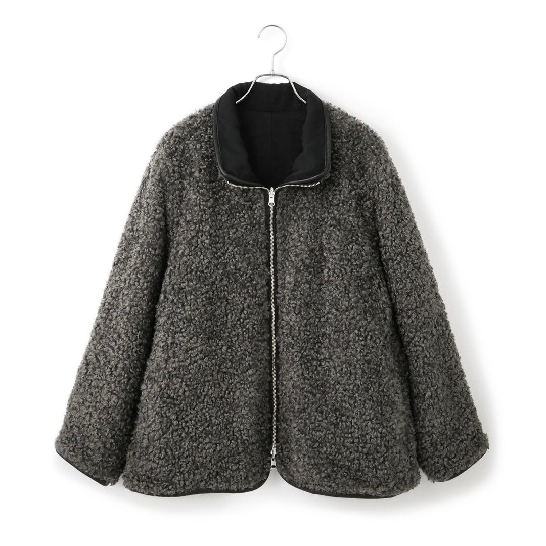 ADAM ET ROPÉ FEMME　リバーシブルボアブルゾン　ブラック