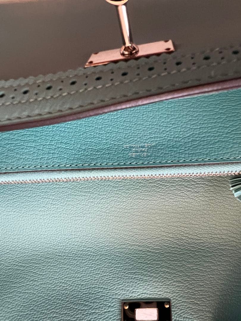 エルメス　Hermes ケリーウォレット　ギリーズ　ブルーアトール