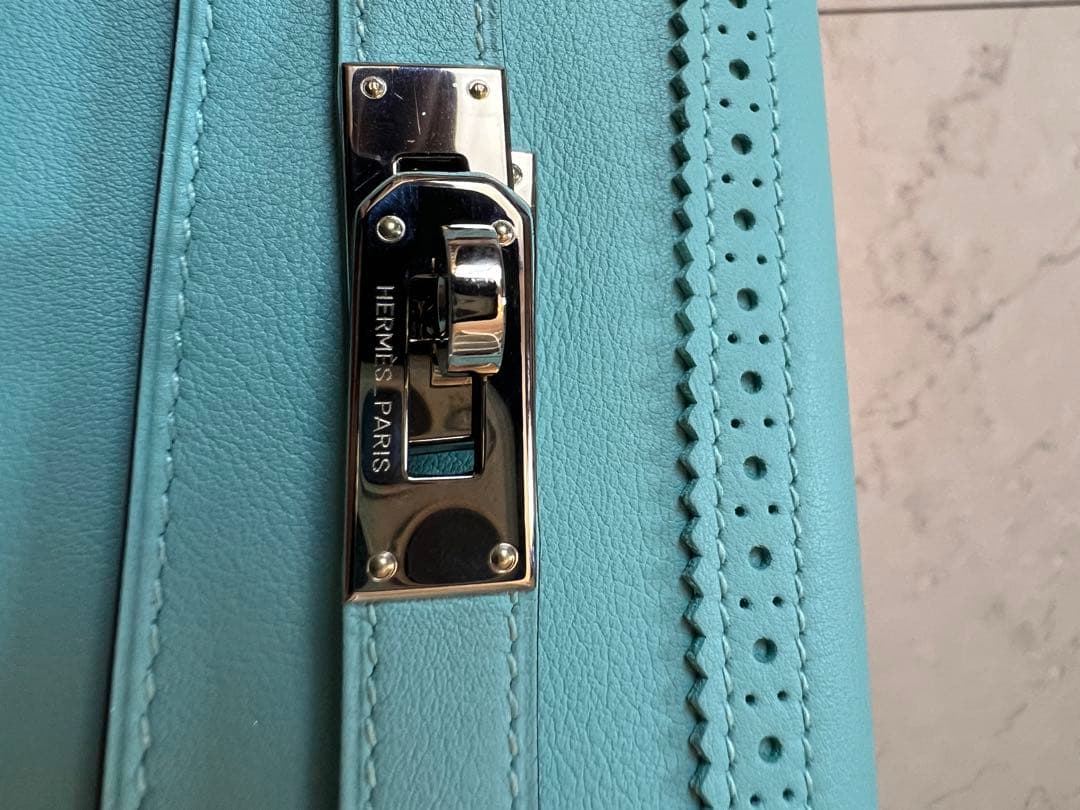 エルメス　Hermes ケリーウォレット　ギリーズ　ブルーアトール