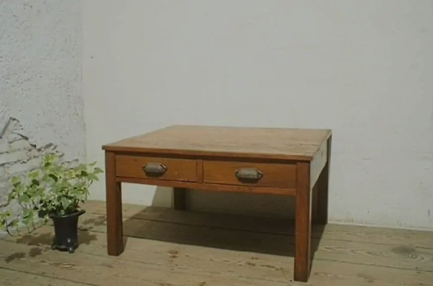 1016 ヴィンテージ　シンプルな文机　ローテーブル　引き出し　古家具　レトロ