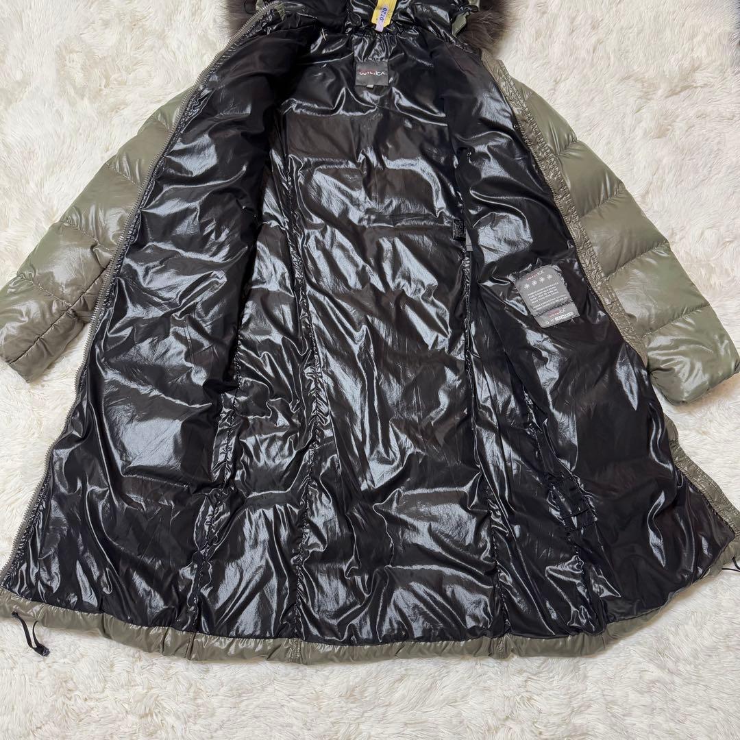 DUVETICA オリーブグリーン ロングコート ダウン　リアルファー付き