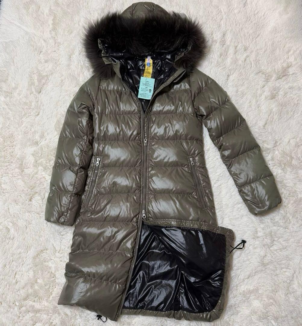 DUVETICA オリーブグリーン ロングコート ダウン　リアルファー付き