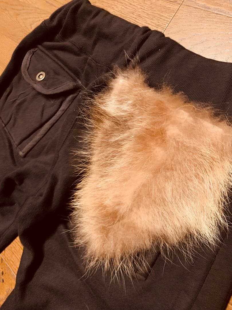 GOA ゴア　ファー付きワイドフレアスウェットパンツ　ブラック　FREEサイズ