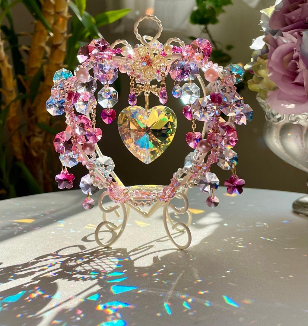 サンキャッチャー スワロフスキー ハート40mm ハートスタンド小