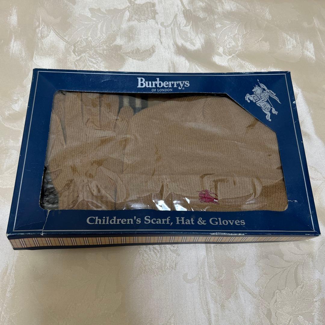 バーバリーキッズジュニア　マフラー、ニットキャップ 、手袋 3点セット　キャメル