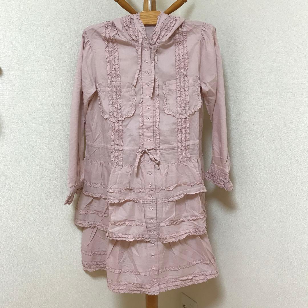 ピンクハウス　ピコフリル　フード付き　チュニックワンピース