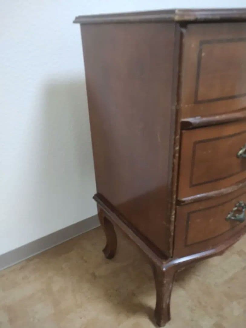 チェスト 3段 猫足 ブラウン 木目 イタリア家具 アンティーク調 ヴィンテージ