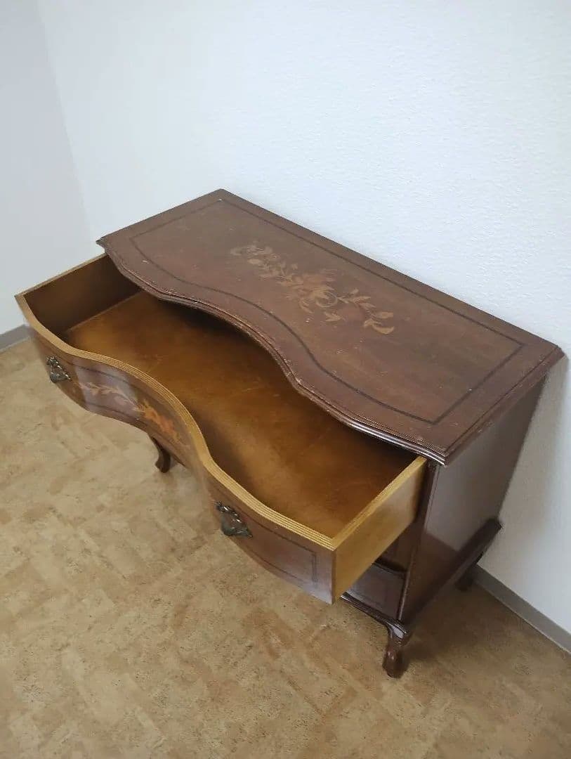 チェスト 3段 猫足 ブラウン 木目 イタリア家具 アンティーク調 ヴィンテージ