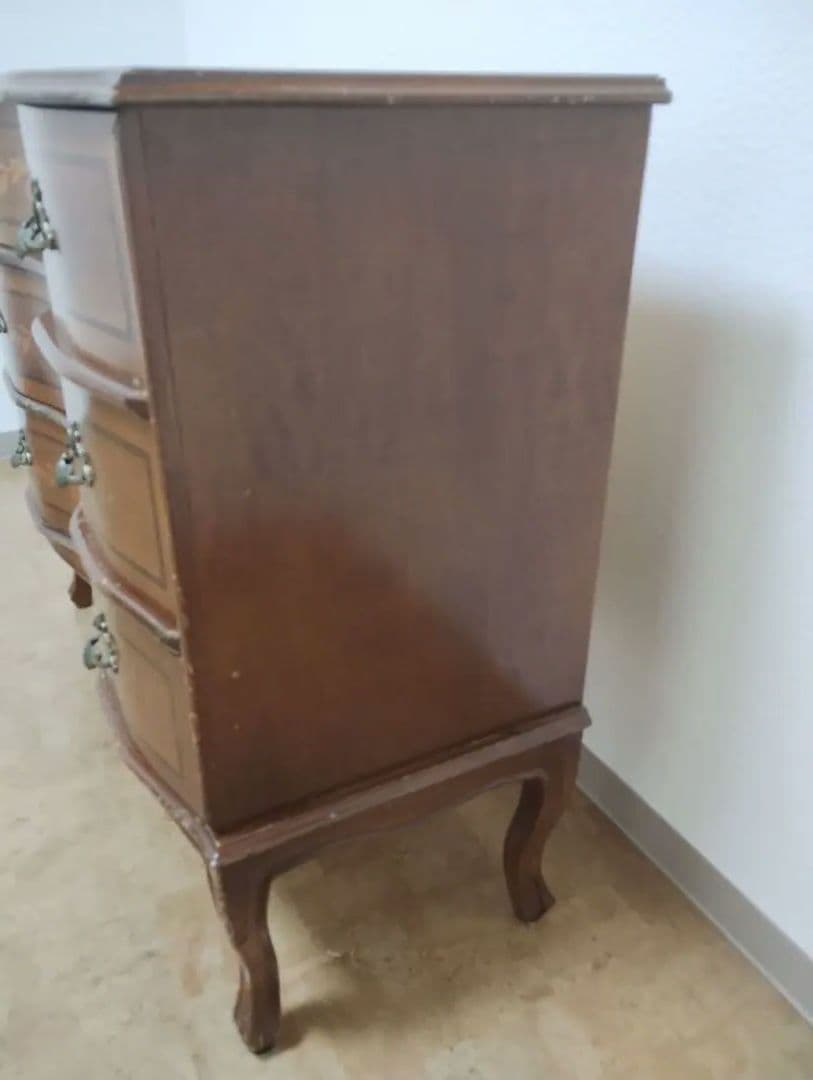 チェスト 3段 猫足 ブラウン 木目 イタリア家具 アンティーク調 ヴィンテージ