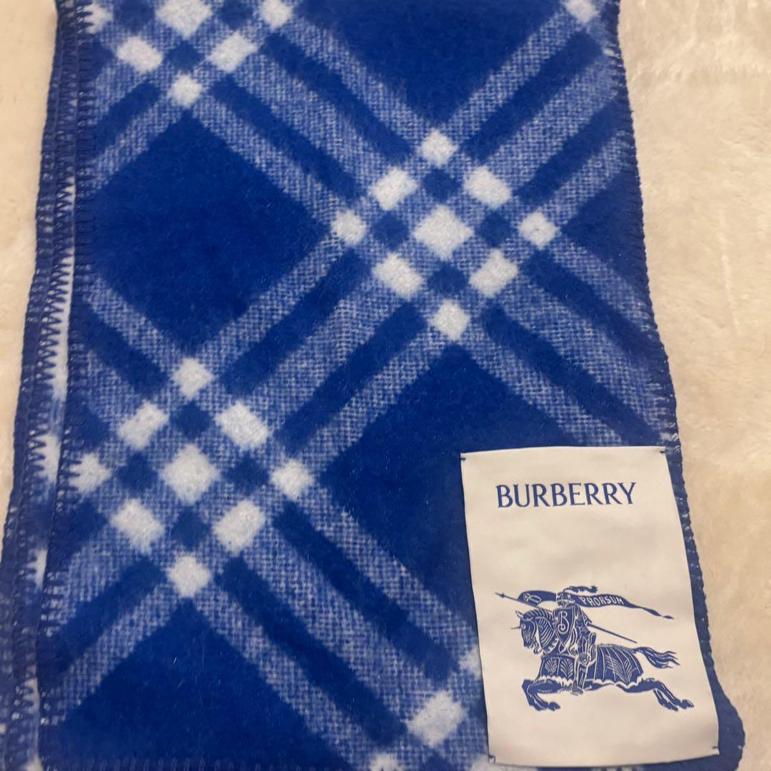 向井康二 バーバリー マフラー 青 ウール チェック柄 Man