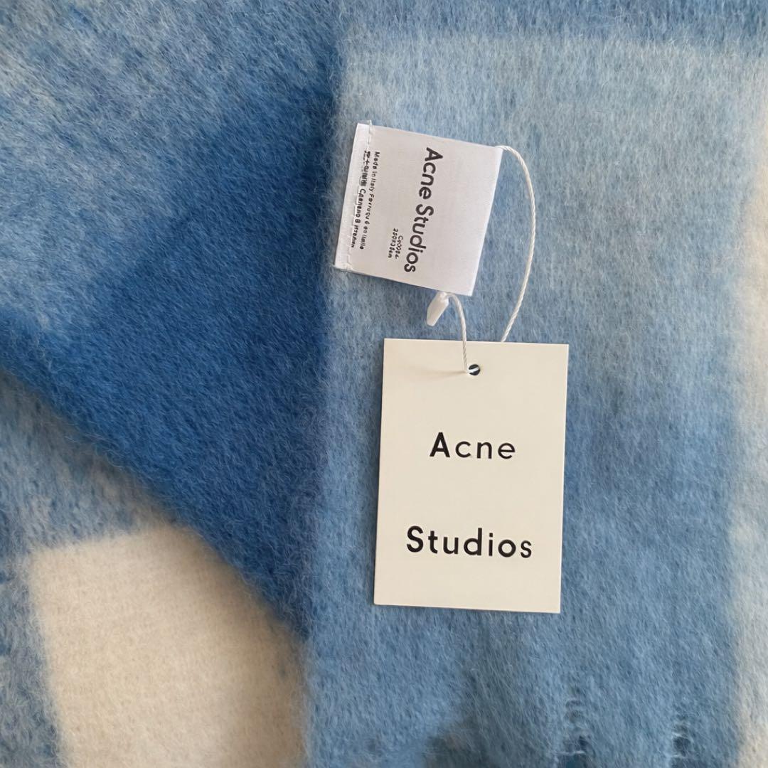 【新品未使用】Acne Studios チェックストール　マフラー　ブルー系