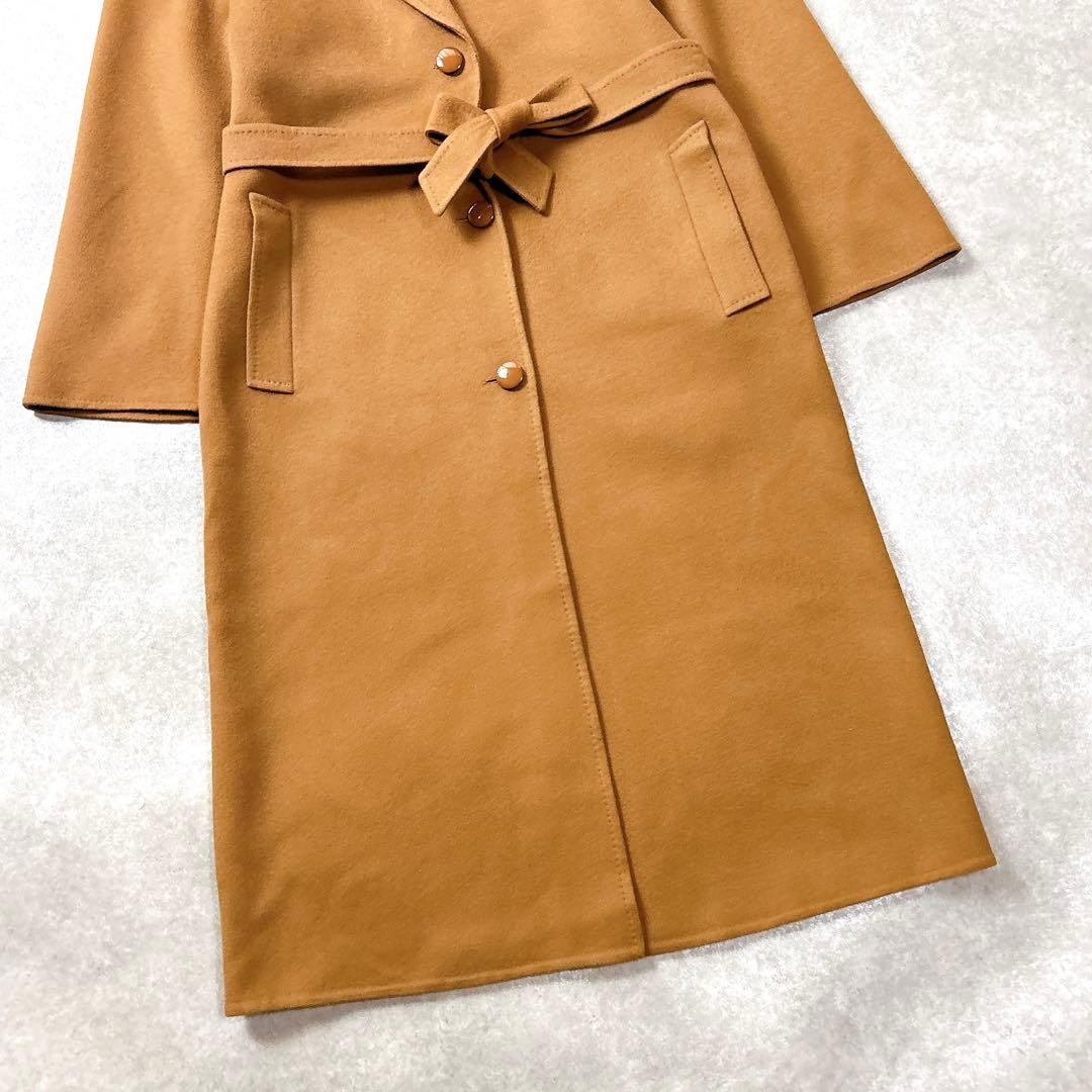 スイス製　キャメル　カシミヤ100% ロングリバーコート　ダブルフェイスコート