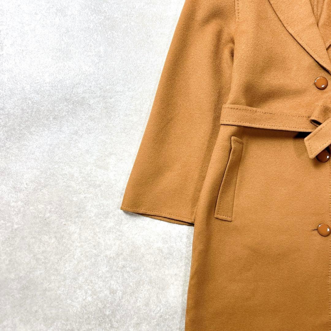 スイス製　キャメル　カシミヤ100% ロングリバーコート　ダブルフェイスコート
