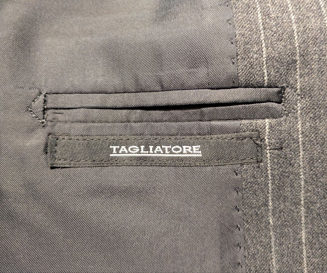 TAGLIATORE 秋冬　グレー ストライプ スーツ　46