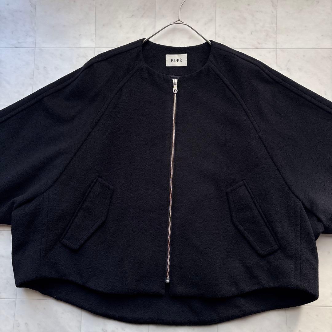 ROPE ロペ 24AW プレミアムカシミヤ ジップブルゾン 黒 ブラック