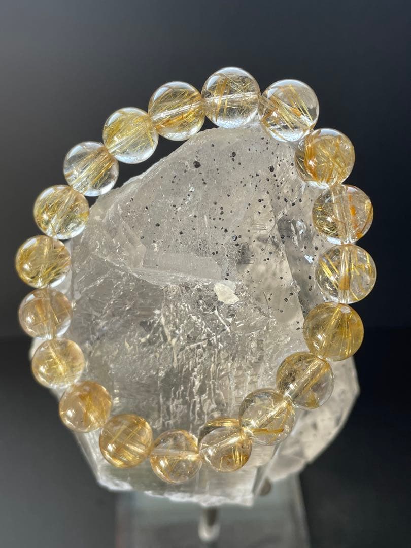 ゴールドルチルクォーツ ブレスレット 約10.8mm 内径17cm 天然石