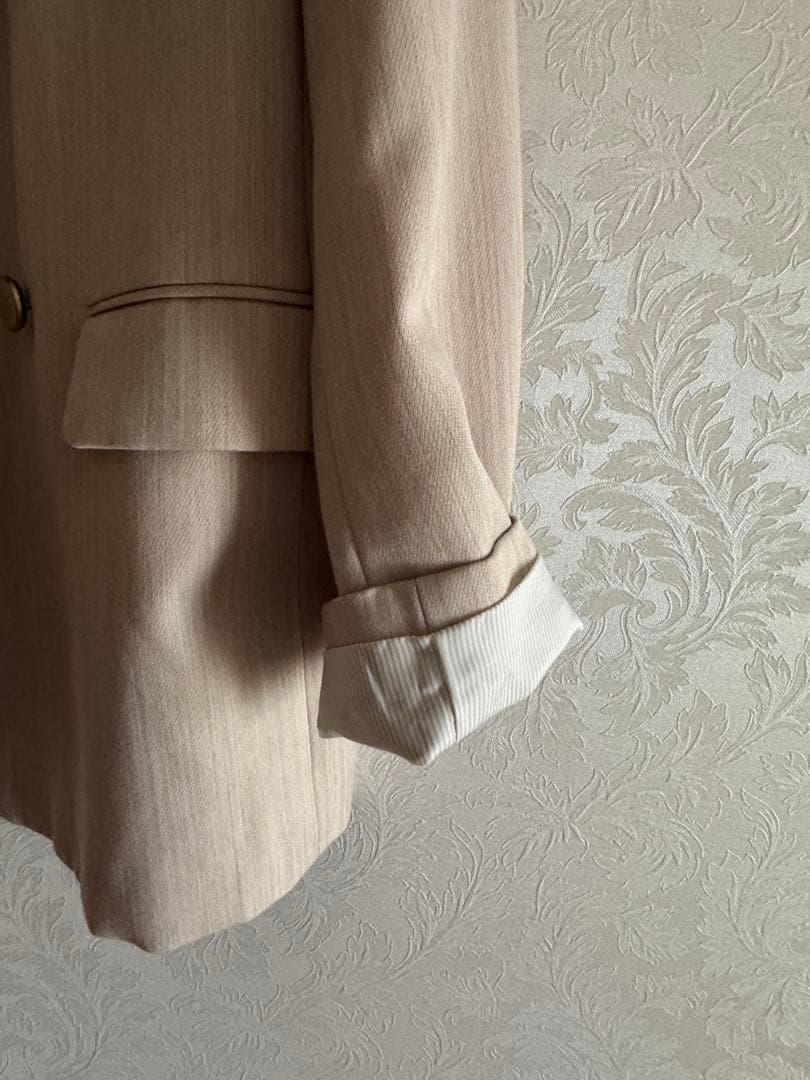 NOBLE ベージュ ダブルブレスト テーラードジャケット　38size