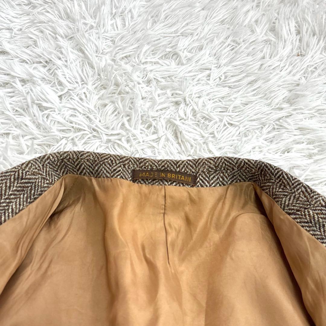 ✨美品✨ハリスツイード テーラード くるみボタン ヘリンボーン ブラウン