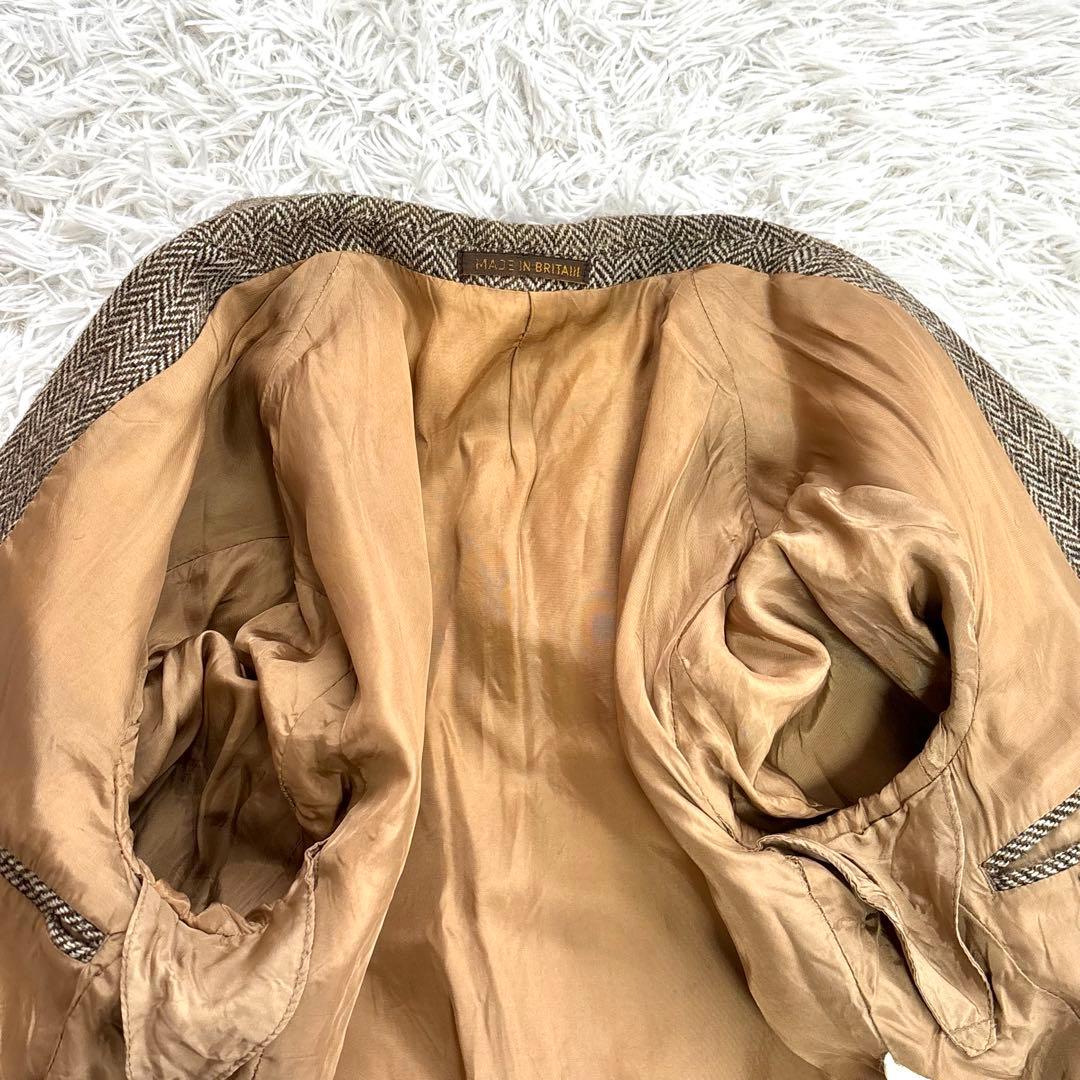 ✨美品✨ハリスツイード テーラード くるみボタン ヘリンボーン ブラウン