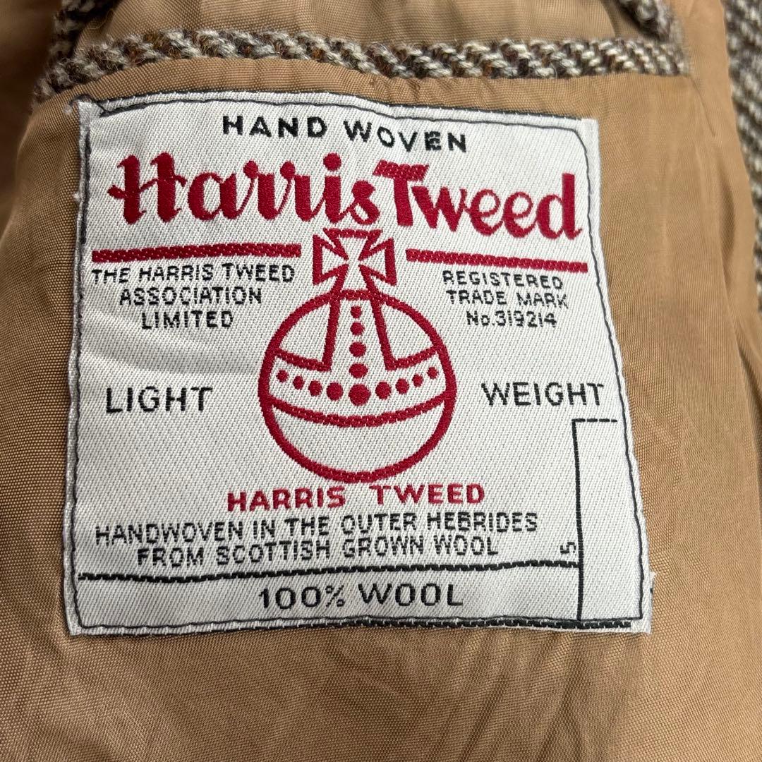 ✨美品✨ハリスツイード テーラード くるみボタン ヘリンボーン ブラウン