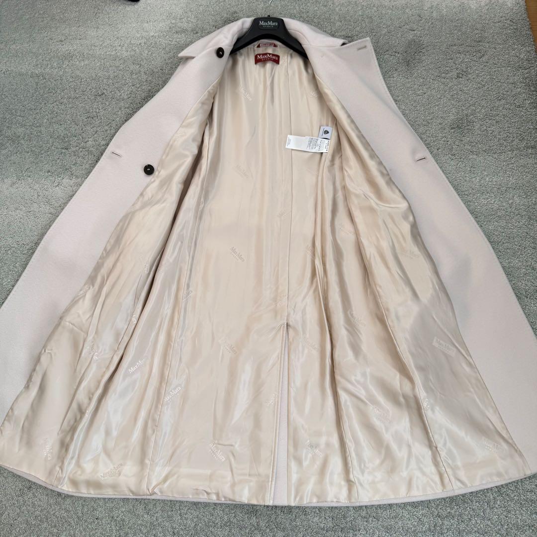 【新品未使用タグ付】マックスマーラstudio現行QR付定番コートbコラージュ白