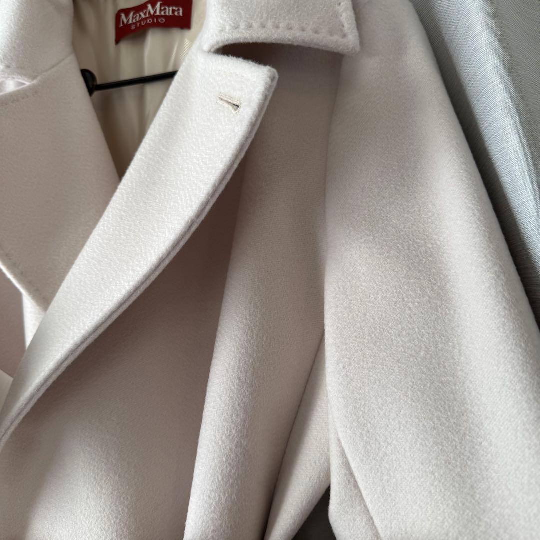 【新品未使用タグ付】マックスマーラstudio現行QR付定番コートbコラージュ白