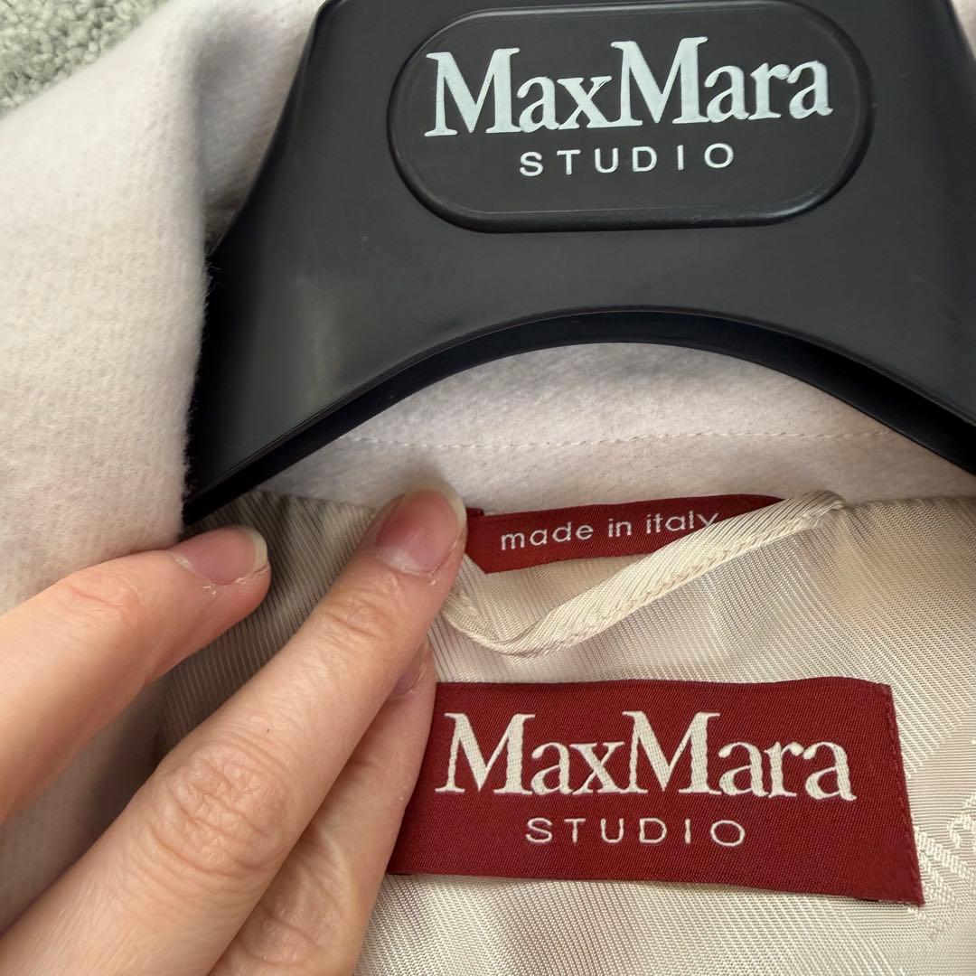 【新品未使用タグ付】マックスマーラstudio現行QR付定番コートbコラージュ白