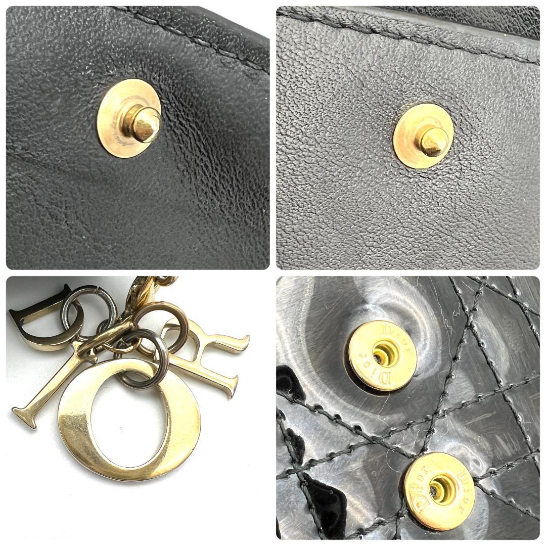 レディディオール カナージュ ロータスウォレット パテント ブラック A755